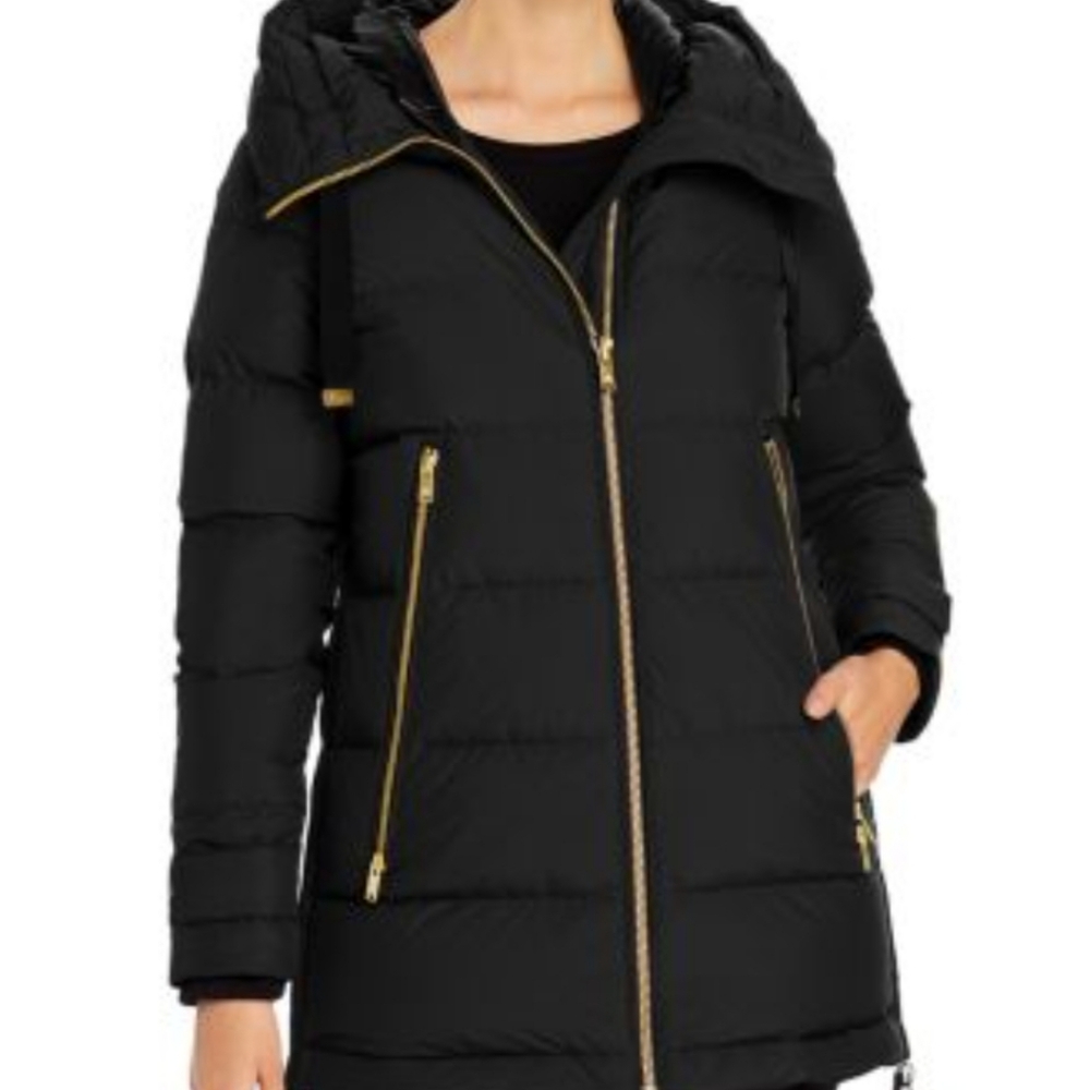 Moose Knuckles Black Puffer Jacket with Gold Zippers
